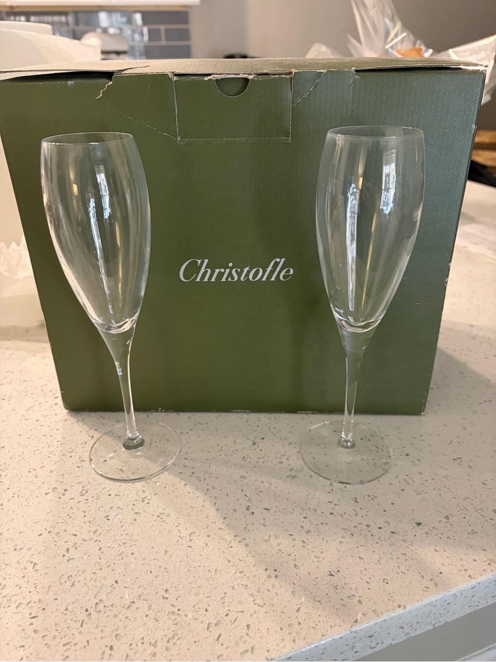 Christofle Clear Crystal Champagne Flutes - 6